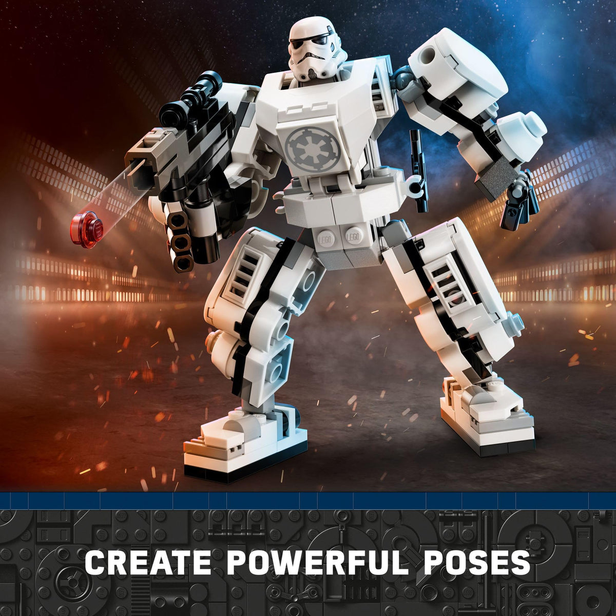 Clip holds Stormtrooper blaster for varied action setups