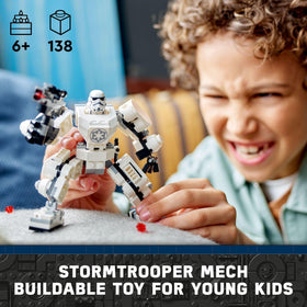 LEGO Star Wars Stormtrooper Mech minifigure ready for battle with blaster