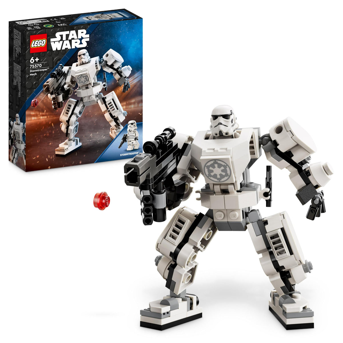 LEGO Star Wars Stormtrooper Robot front view for quick setup and action.