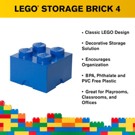 LEGO Storage Brick blue lid close-up highlights sturdy plastic and secure fit.