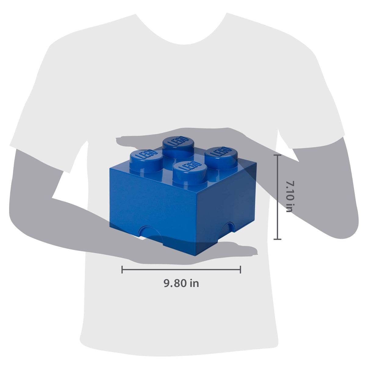 LEGO Storage Brick blue lid open shows generous capacity for toys and supplies.