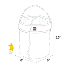 LEGO Storage Cinch Bucket Red, collapsible design stores flat when not in use.