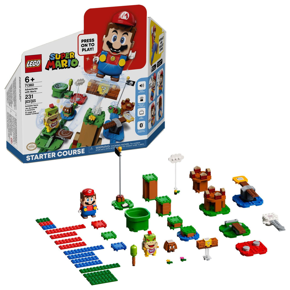 LEGO Super Mario Adventures Starter Course: Mario figure with expressive LCD reactions enhances interactive play