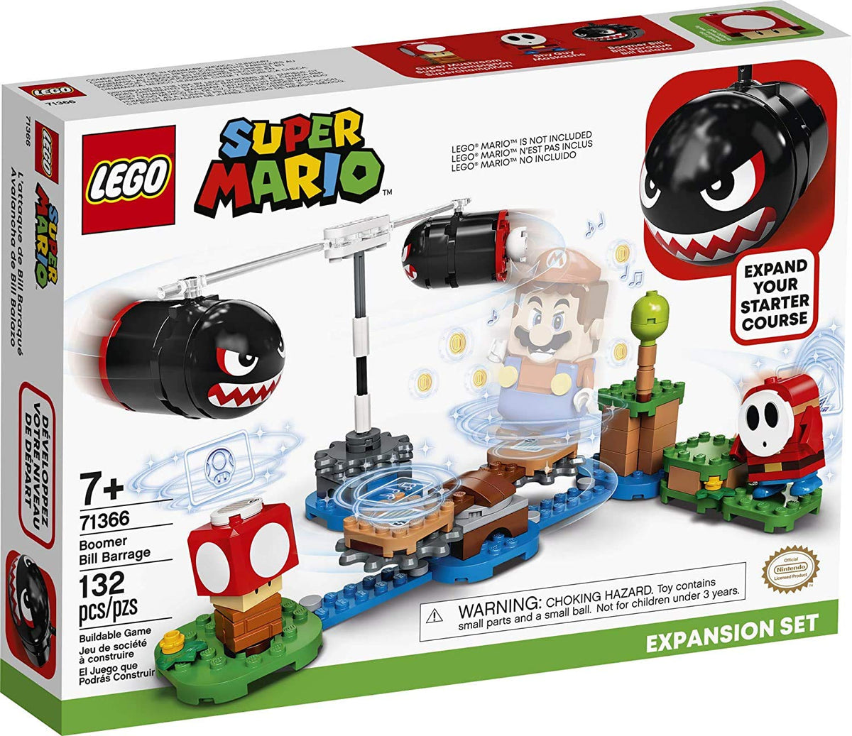 LEGO Super Mario Boomer Barrage spinner expansion for fast action and coin collecting.