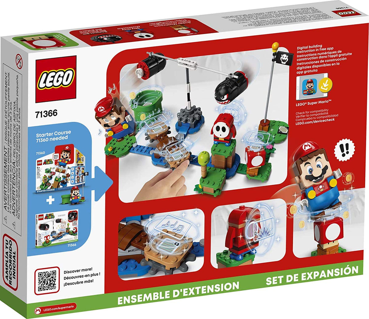 LEGO Super Mario Boomer Bill figures in flight add dynamic combat vibes.