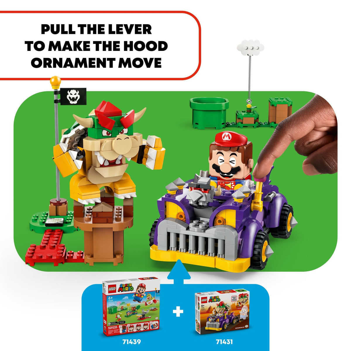 Bowser sits in the driver seat for interactive driving sounds.