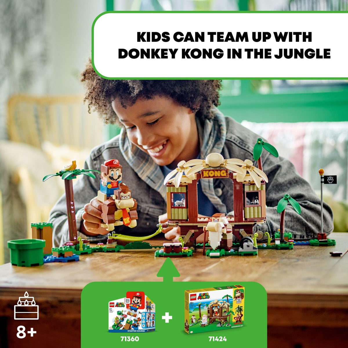 LEGO Super Mario Donkey Kong tree house interior with authentic details fueling storytelling