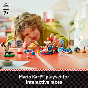LEGO Super Mario interactive figure enhances digital rewards during race play.