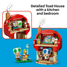 LEGO Super Mario Toad’s House bedroom with Peach’s Castle painting inspires cozy storytelling