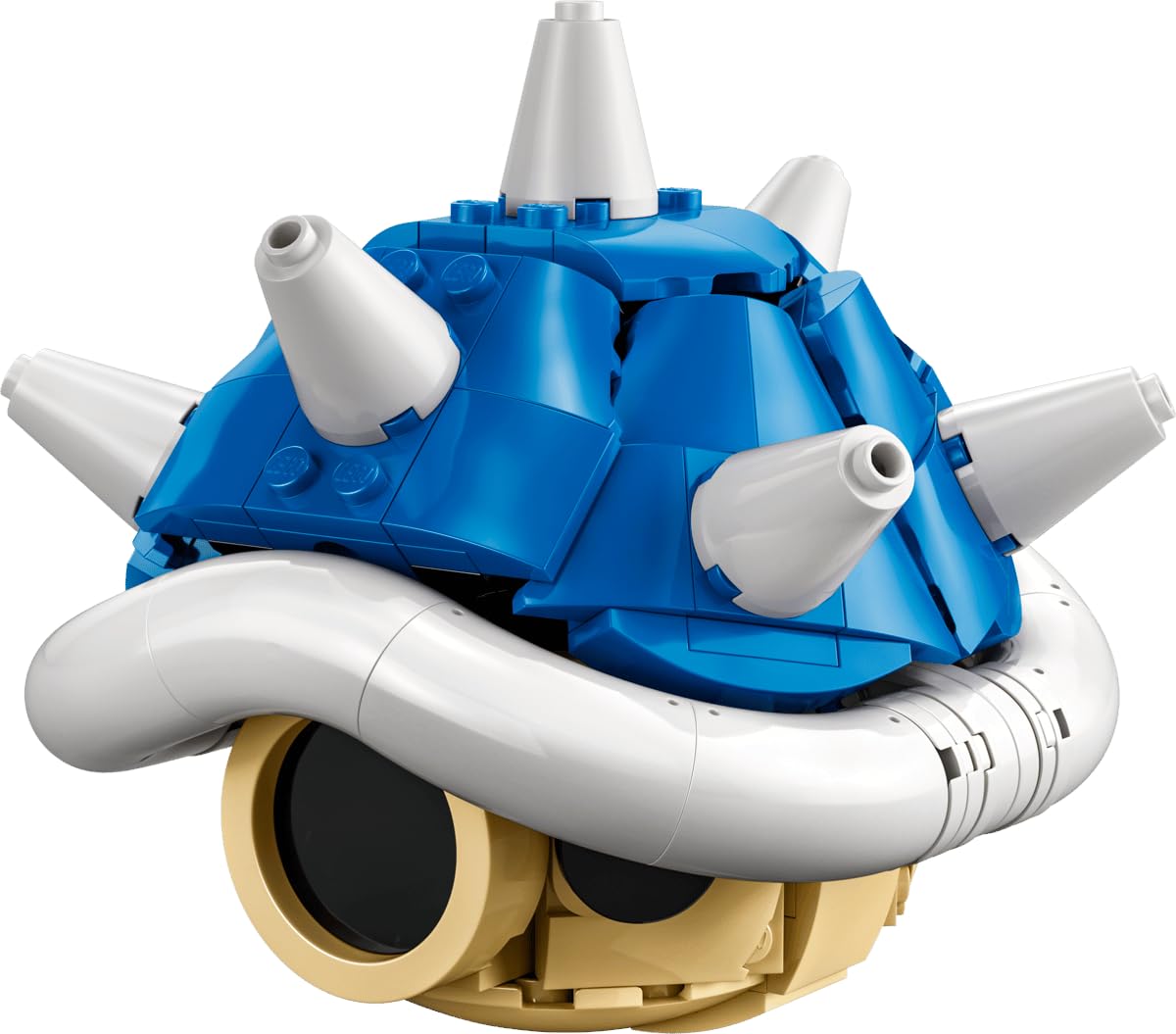 LEGO Super Mario Spiny Shell 40787 blue shell display, vivid spikes, ideal for desk decor.