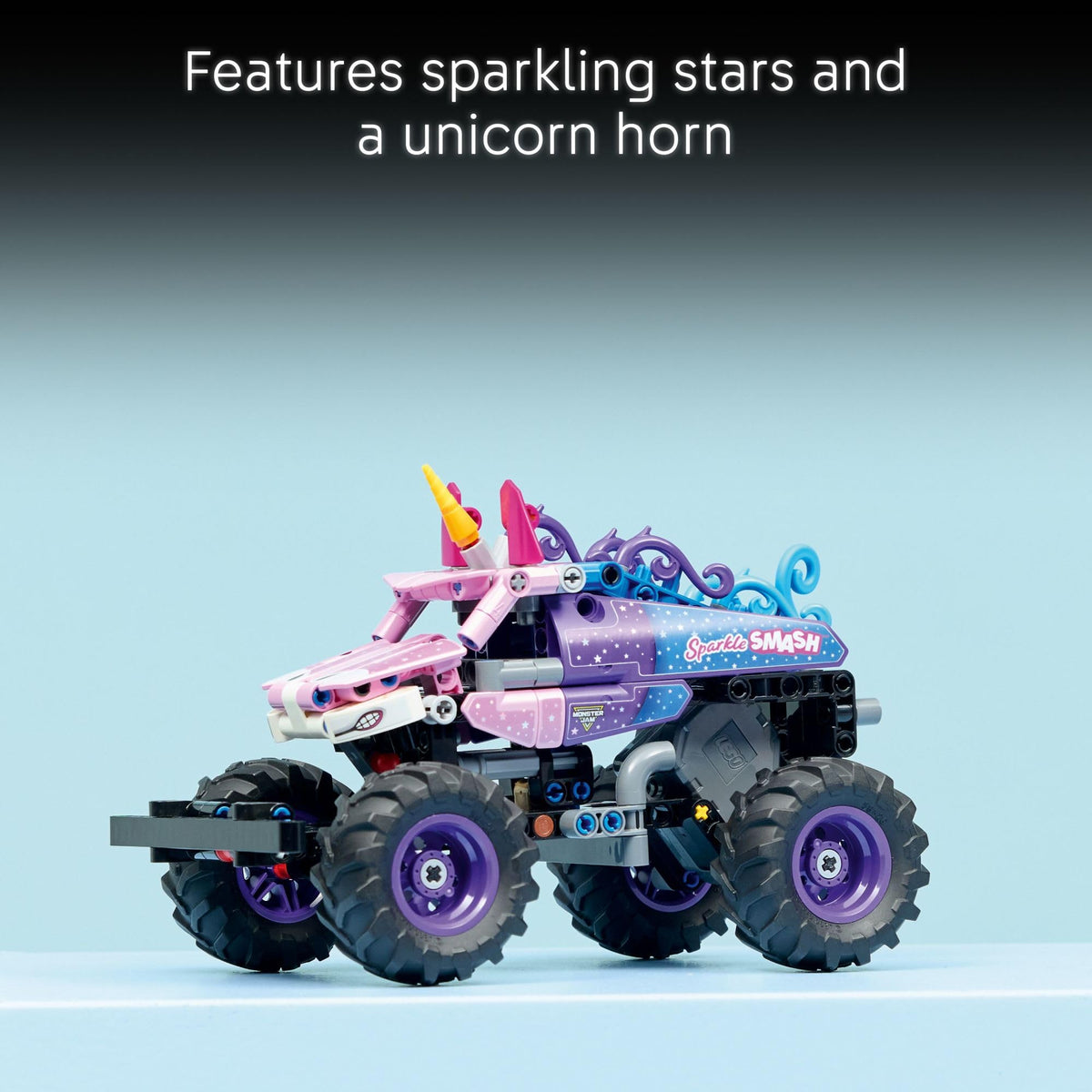 LEGO Technic Sparkle Smash features durable wheels for indoor and outdoor fun.