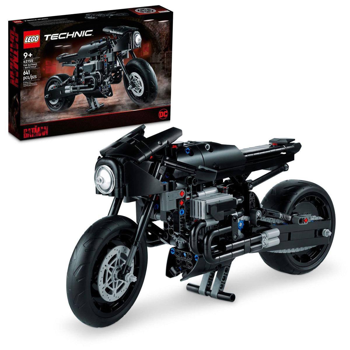 LEGO Technic Batcycle assembly step 1 highlights authentic Batman bike details for a focused build