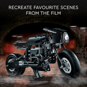LEGO Technic Batcycle steering and suspension show authentic movement for play scenes