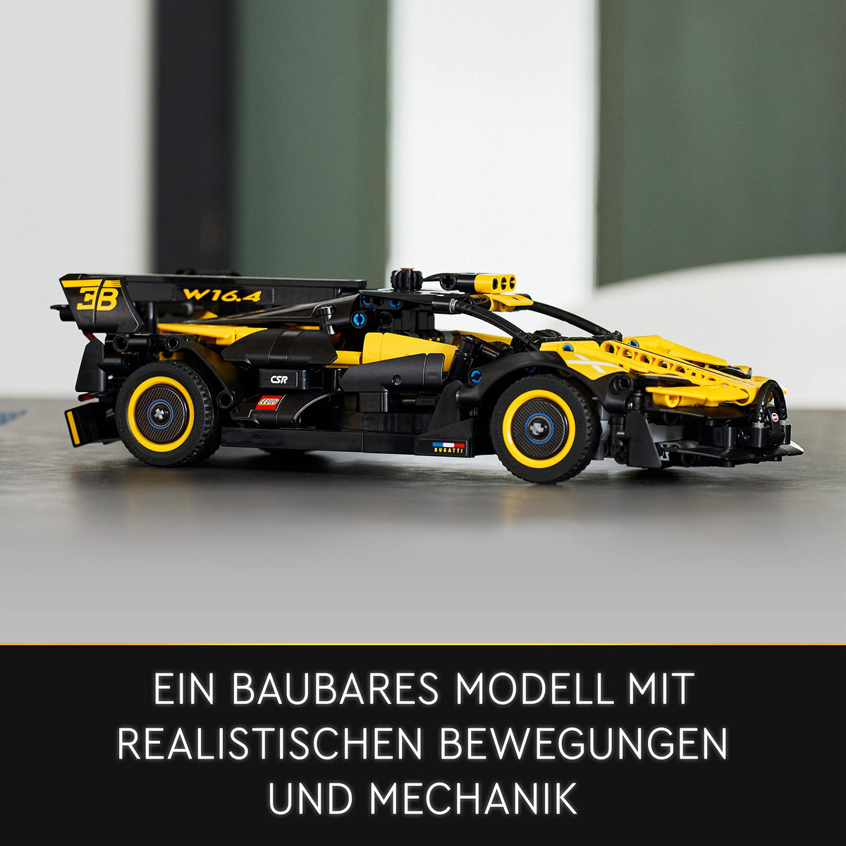 LEGO Technic Bugatti Bolide display-ready collectible for fans and builders.