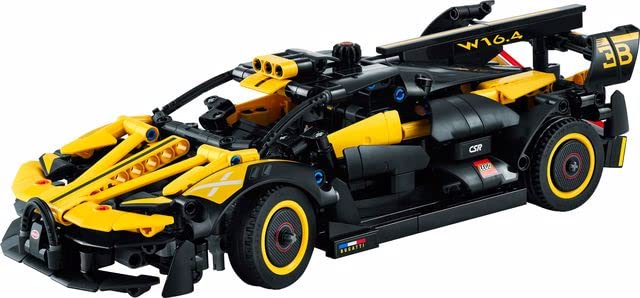 LEGO Technic Bugatti Bolide steering system demonstrates responsive control during play.