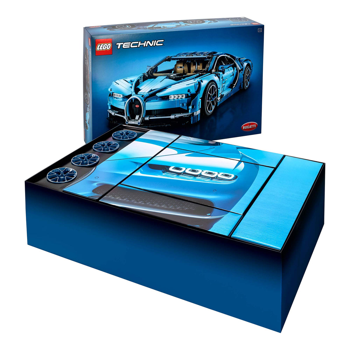 LEGO Technic Bugatti Chiron box packaging and collector booklet, premium unboxing
