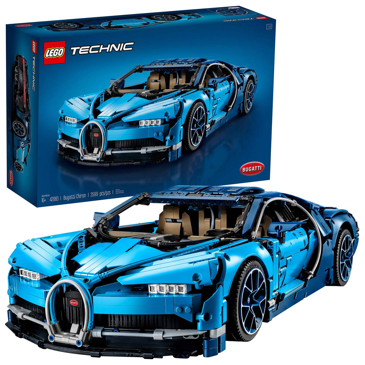 LEGO Technic Bugatti Chiron duo-tone blue color, premium display piece for collections