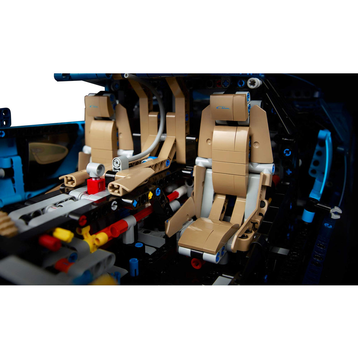 LEGO Technic Bugatti Chiron paddle gearbox and cockpit for authentic driving feel