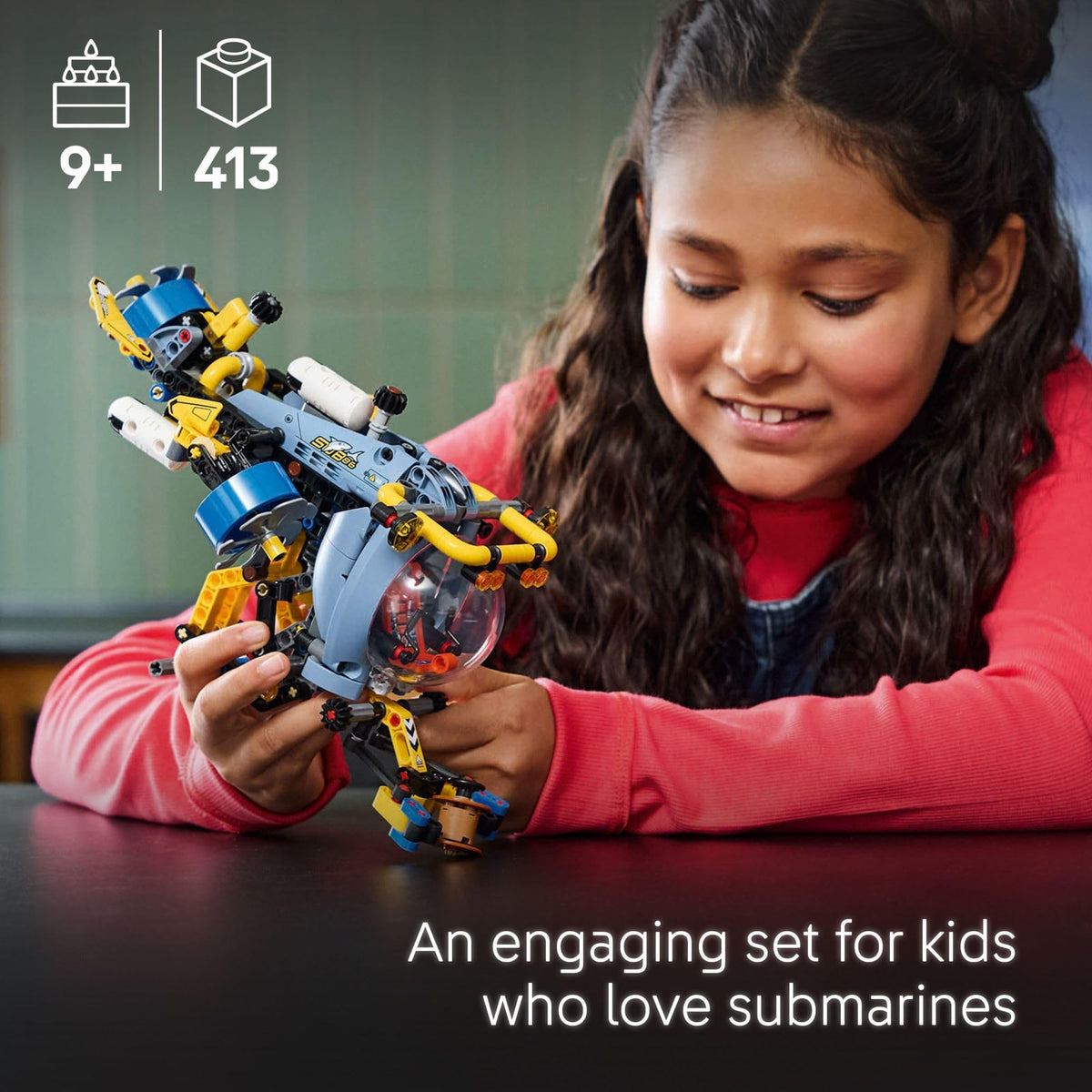 LEGO Technic Deep-Sea Submarine cockpit controls highlight interactive steering for curious builders