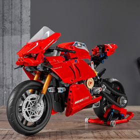 LEGO Technic Ducati Panigale V4 R red livery on display stand