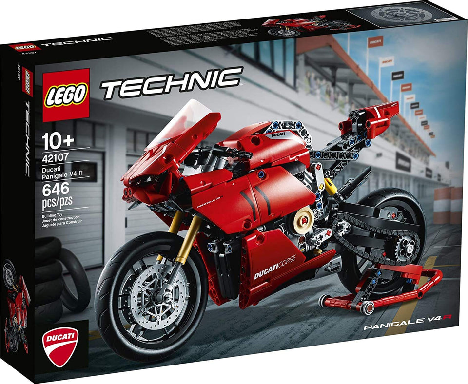 LEGO Technic Ducati Panigale V4 R front suspension detail for realistic ride feel