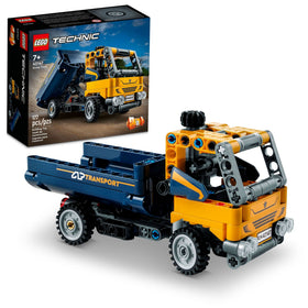 LEGO Technic Dump Truck 42147 front view showing steering-ready play