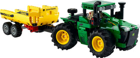 LEGO Technic John Deere 9620R tractor on terrain shows rugged play.