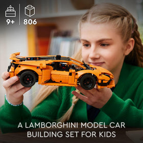 LEGO Technic Lamborghini Huracan Tecnica orange engine detail highlights the replica V10.