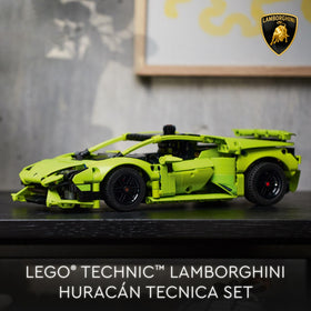 LEGO Technic Lamborghini Huracán Tecnica V10 engine detail demonstrates realistic moving parts.