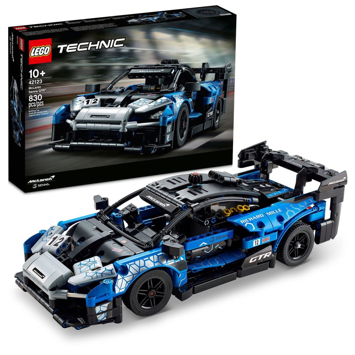 LEGO Technic McLaren Senna GTR front view showing authentic styling for display and collection