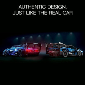 LEGO Technic McLaren Senna GTR rear view with graphics and color accuracy
