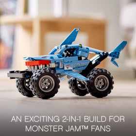 LEGO Technic Megalodon fins move as it powers across surfaces.