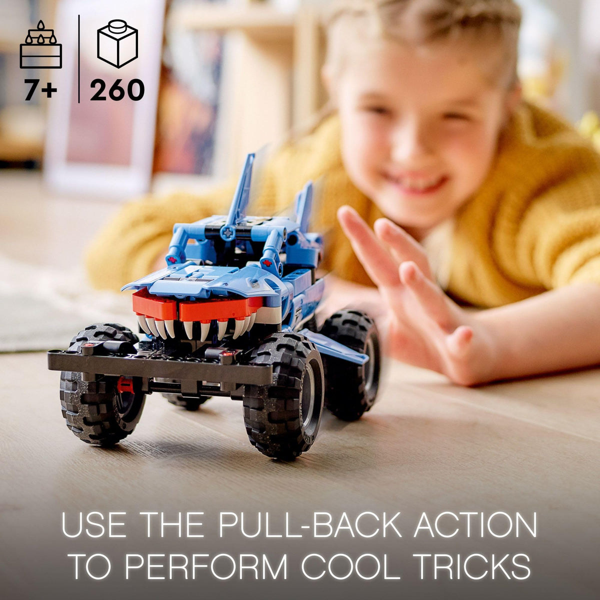 LEGO Technic Megalodon shark teeth detail enhances visual realism.