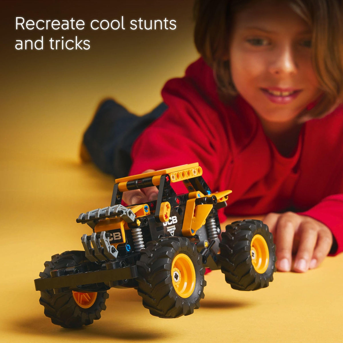 LEGO Technic Monster Jam DIGATRON pull-back mechanism powers quick launches.