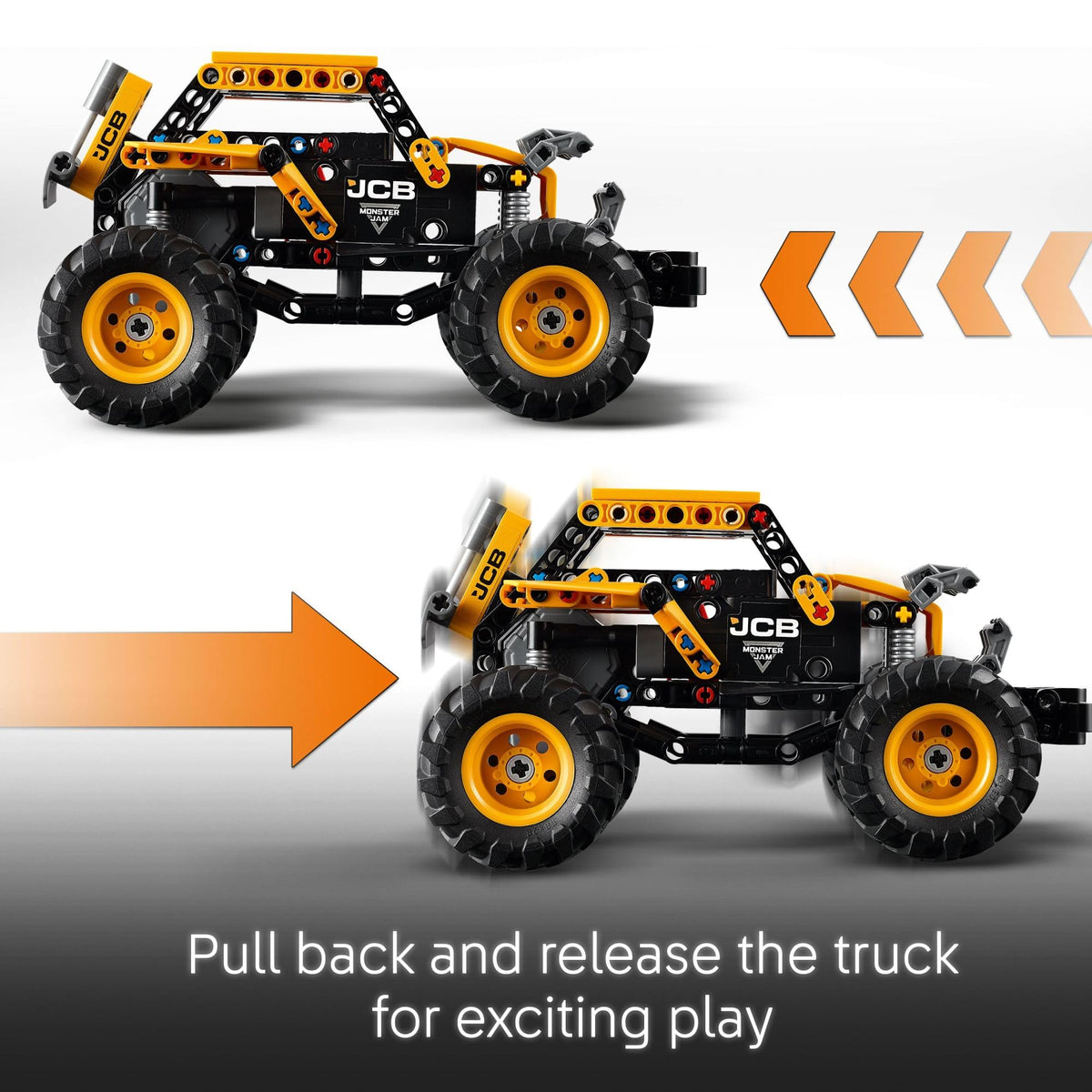 LEGO Technic Monster Jam DIGATRON tires close-up highlights authentic grip.