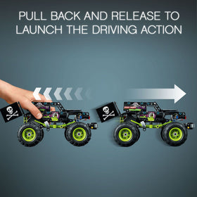 Bendable flag detail on Grave Digger 42118 for display realism