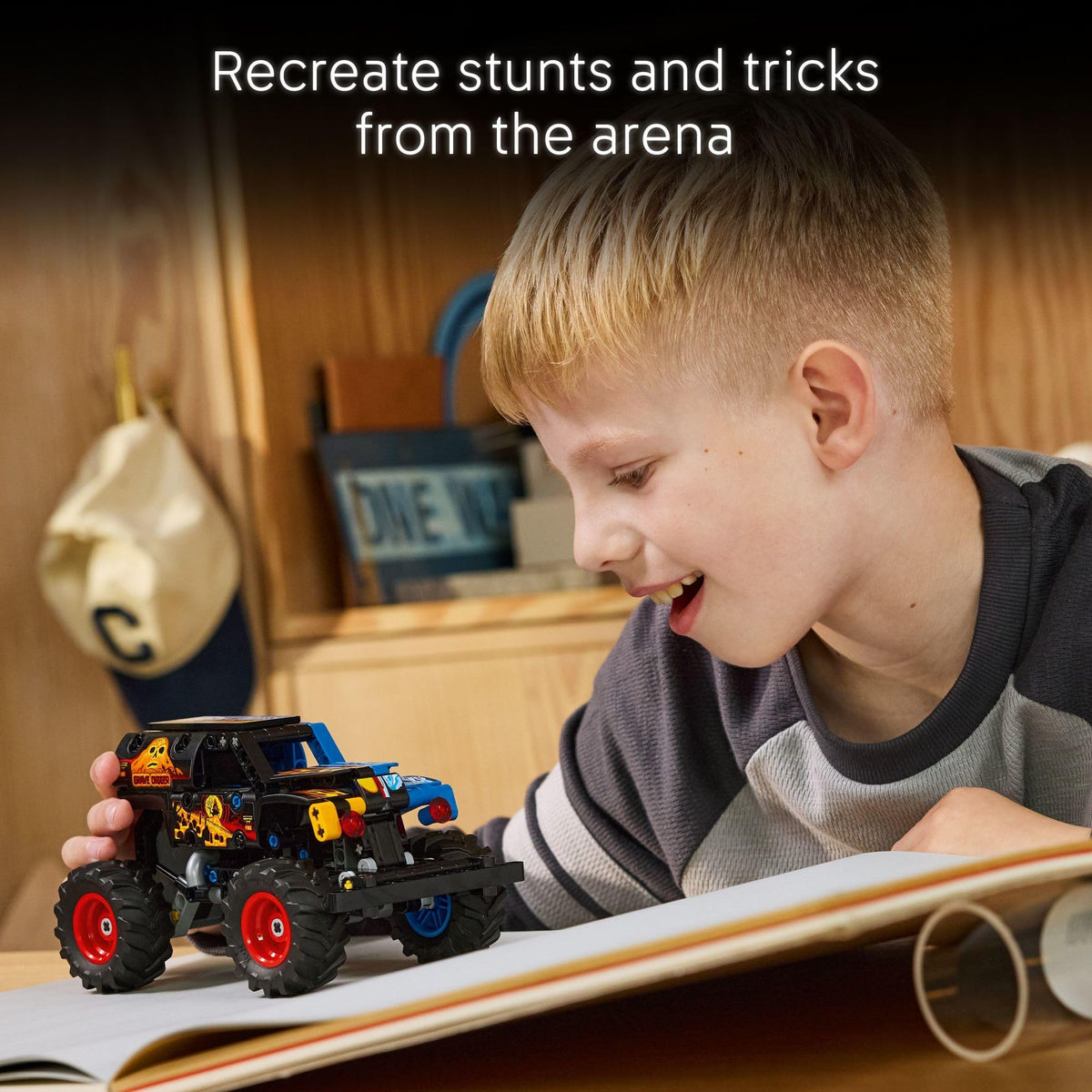 LEGO Technic Grave Digger Fire and Ice racing play for Monster Jam adventures