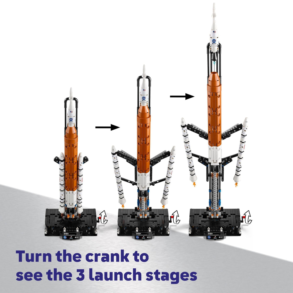 LEGO Technic NASA Artemis Orion model with astronauts for space play.