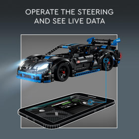 Working lights on the LEGO Technic Porsche GT4 e-Performance for dramatic display