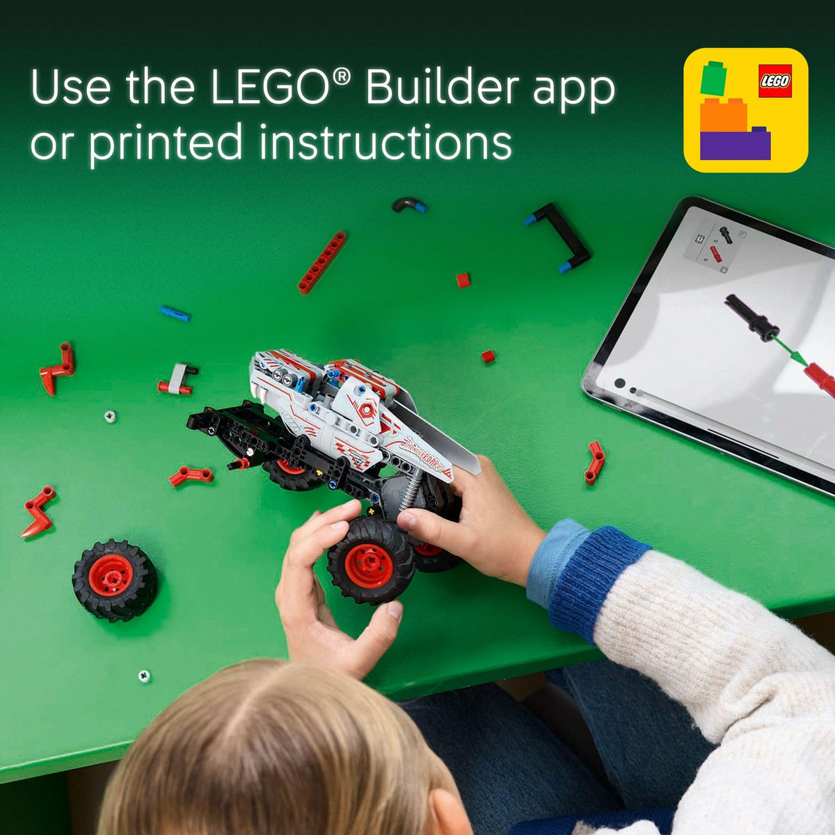 LEGO Technic ThunderROARus pull-back truck in living room play sessions
