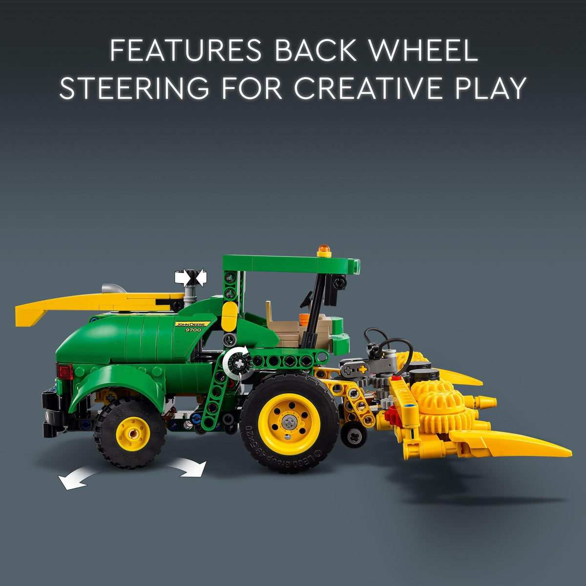 LEGO Technic John Deere 9700 Builder app 3D view and progress tracking.