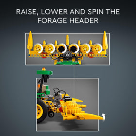 LEGO Technic John Deere 9700 rear-wheel steering for authentic vehicle control.