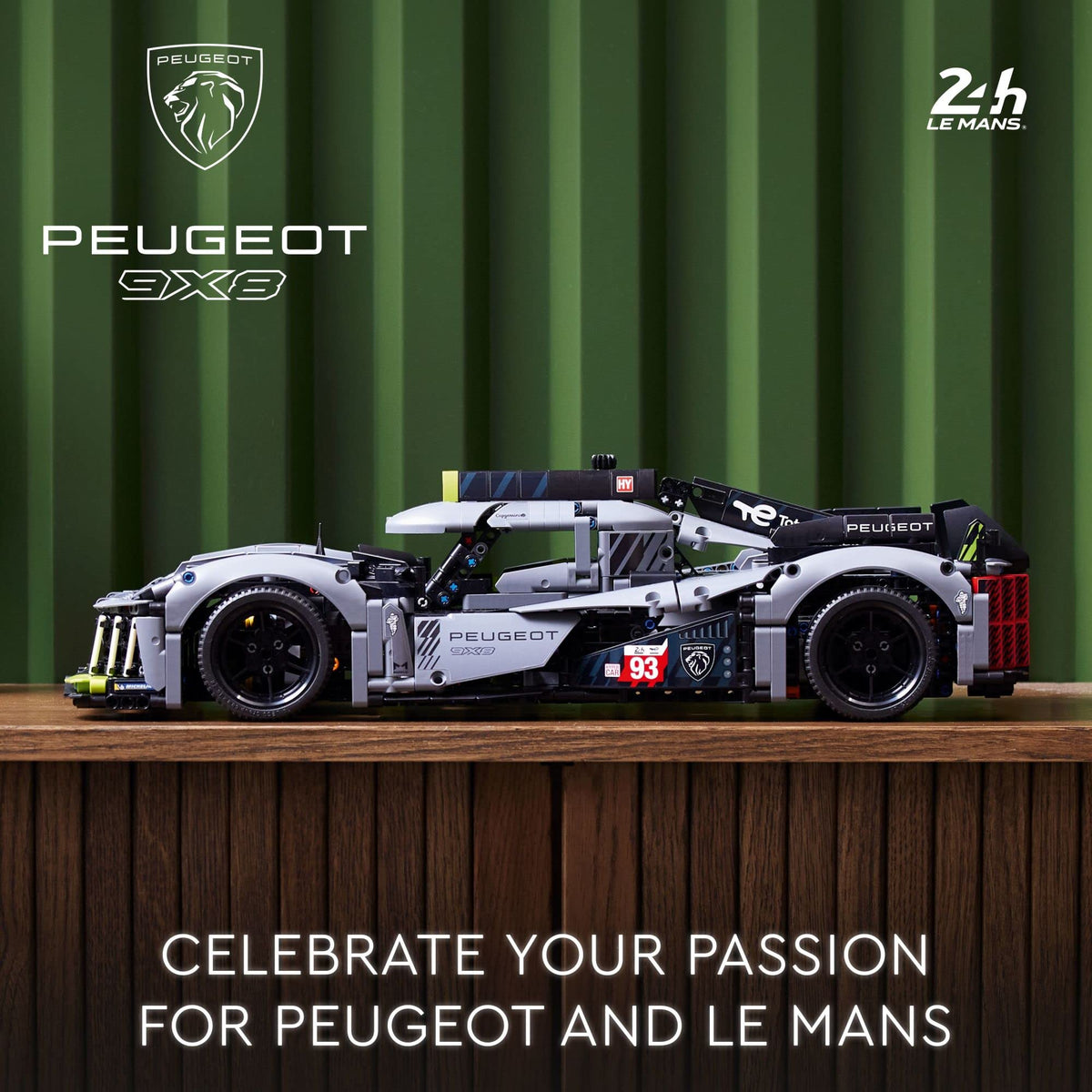 LEGO Peugeot 9X8 doors open for interactive model viewing and posing