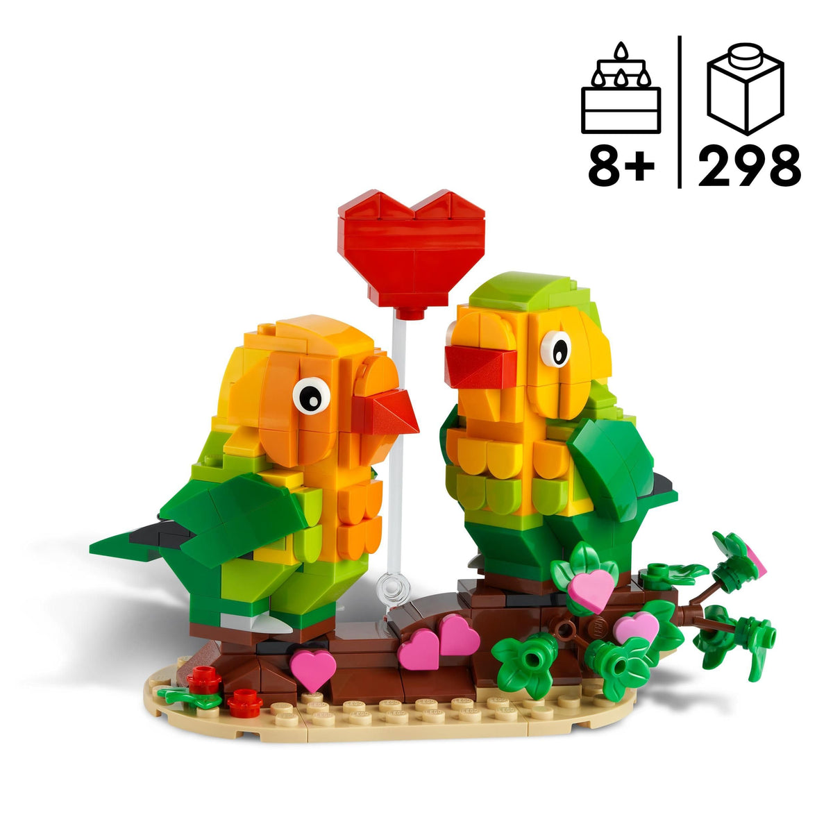 LEGO Valentine Lovebirds with a big red heart, perfect gift idea