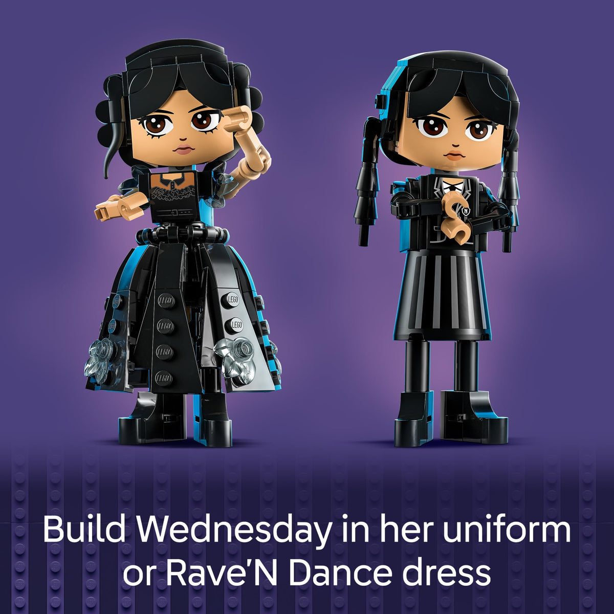 LEGO Wednesday Addams Nevermore gate and props for scene play