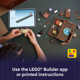 LEGO Wednesday trunk doubles as display decor when play ends.