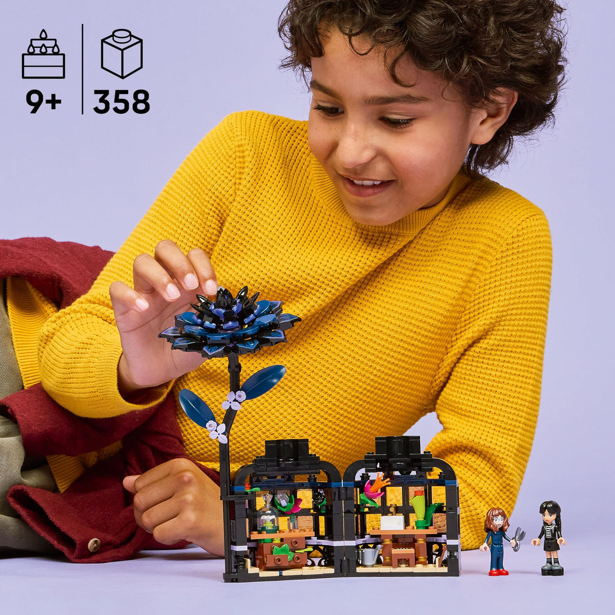 LEGO Wednesday Dahlia reveal with hidden classroom behind the vase for imaginative play