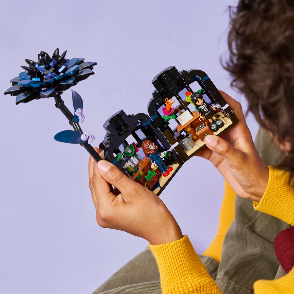 LEGO Wednesday hidden classroom reveal featuring movable furniture and accessories