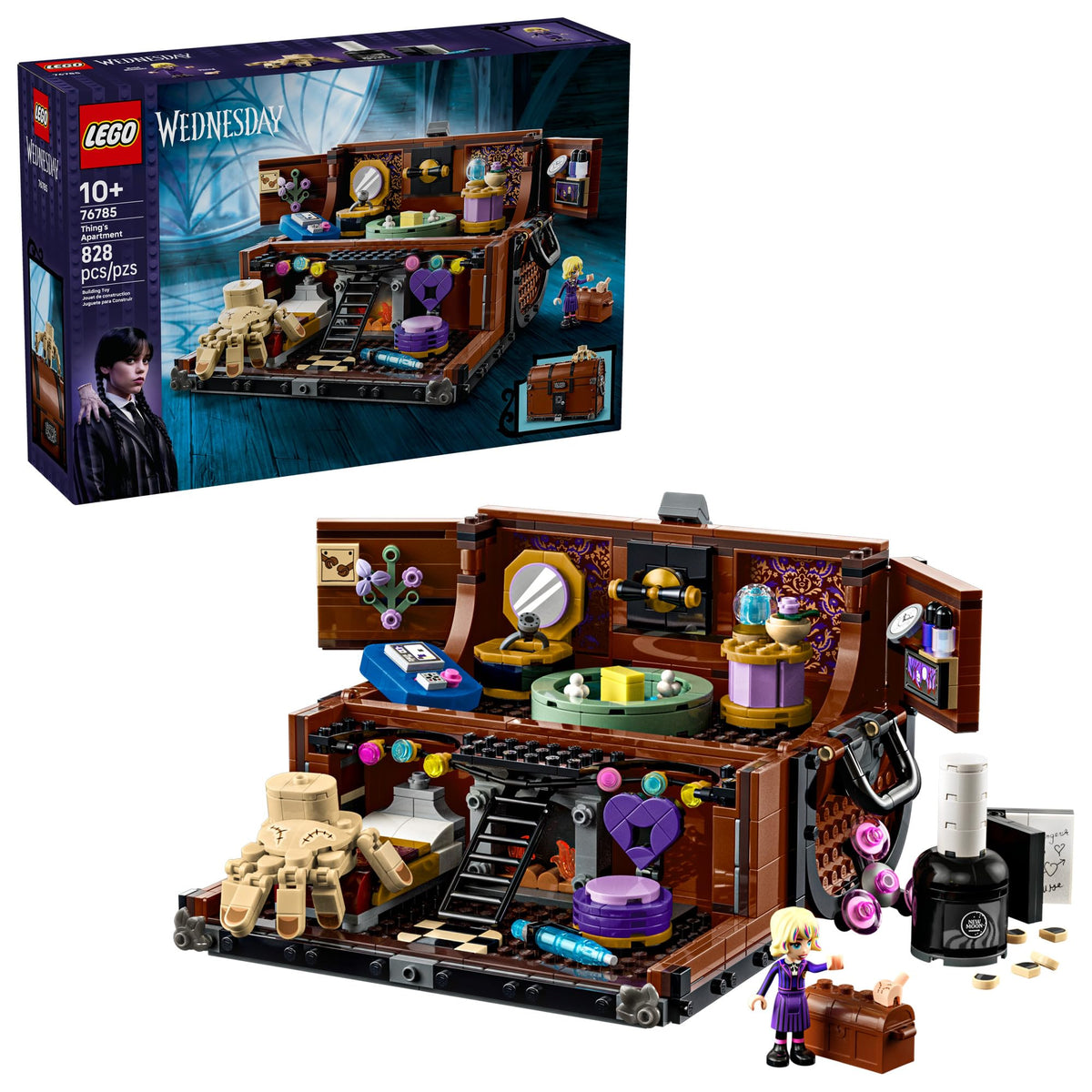 LEGO Wednesday Thing Apartment open trunk view for imaginative play and discovery.