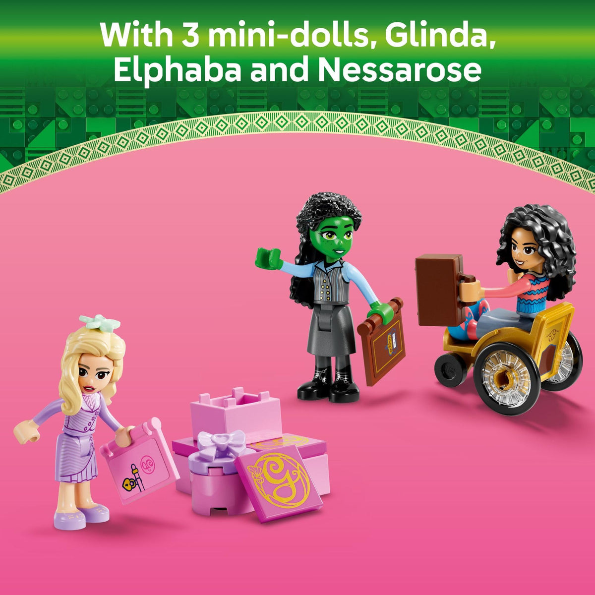 Nessarose wheelchair accessory from LEGO Wicked enables inclusive storytelling.